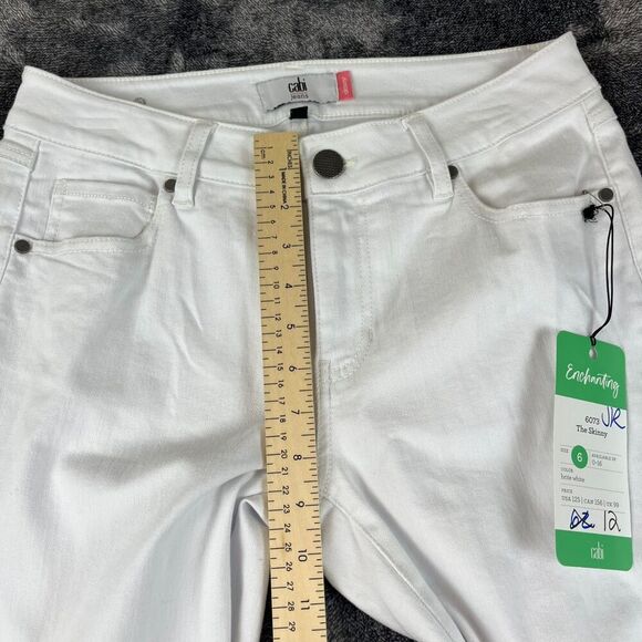 Cabi The Skinny Jeans White Women's 6 Mid Rise Stretch Spring 2022 NWT - Picture 9 of 13